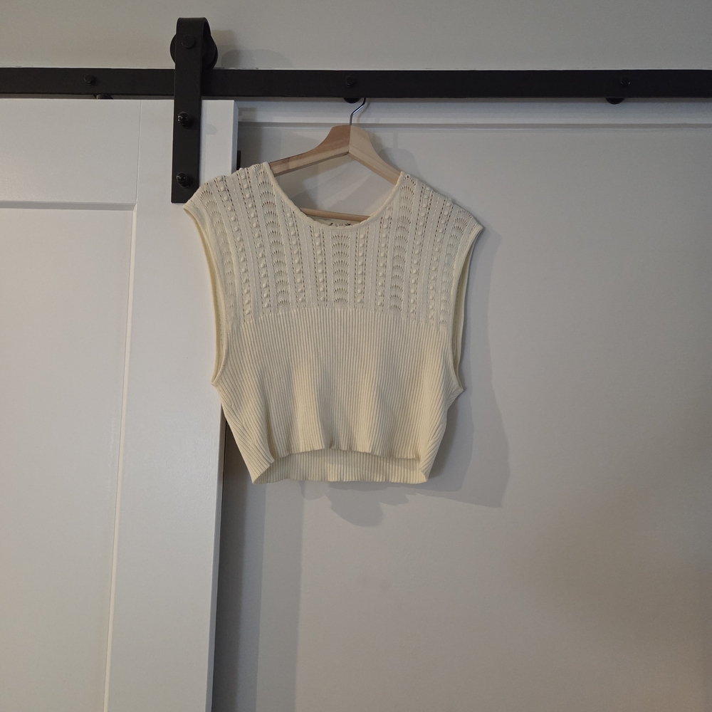 Free People Intimately Cream Sleeveless Knit Tank size L